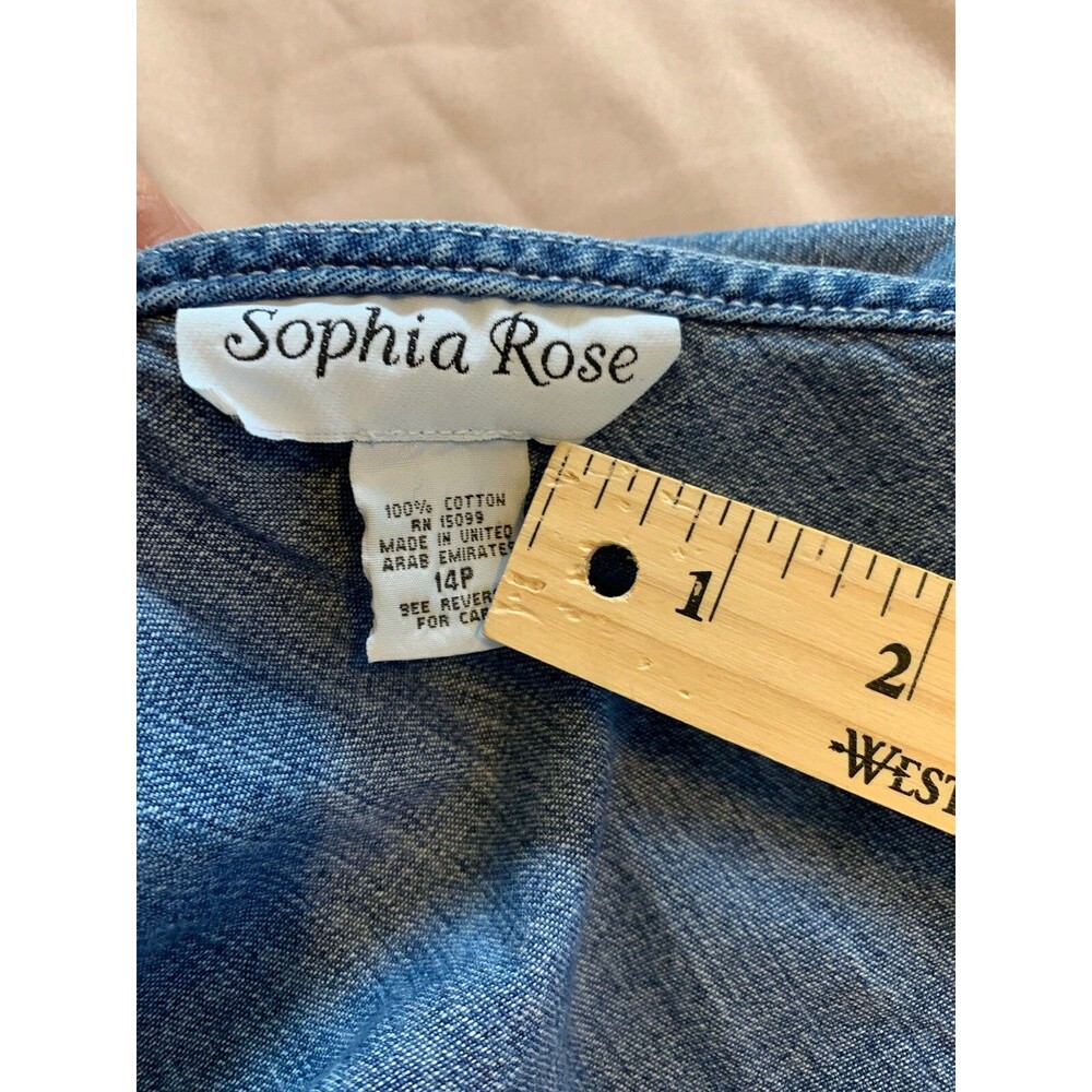 Vtg Sophia Rose Denim Dress Jumper Womens Y2K 90s Cottagecore Farm 14P Fits  S/M - Picture 13 of 16